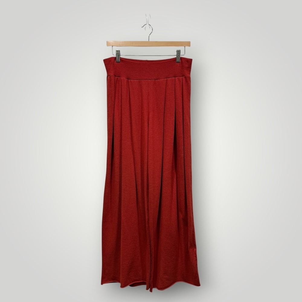 Labo Art Italy  Red Wool Blend‎ Wide Leg Pleated Knit  Pants Size 1 Small